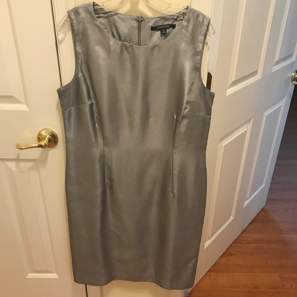 ‼️SOLD ‼️ Chadwicks size 14 Silver Sheath Dress